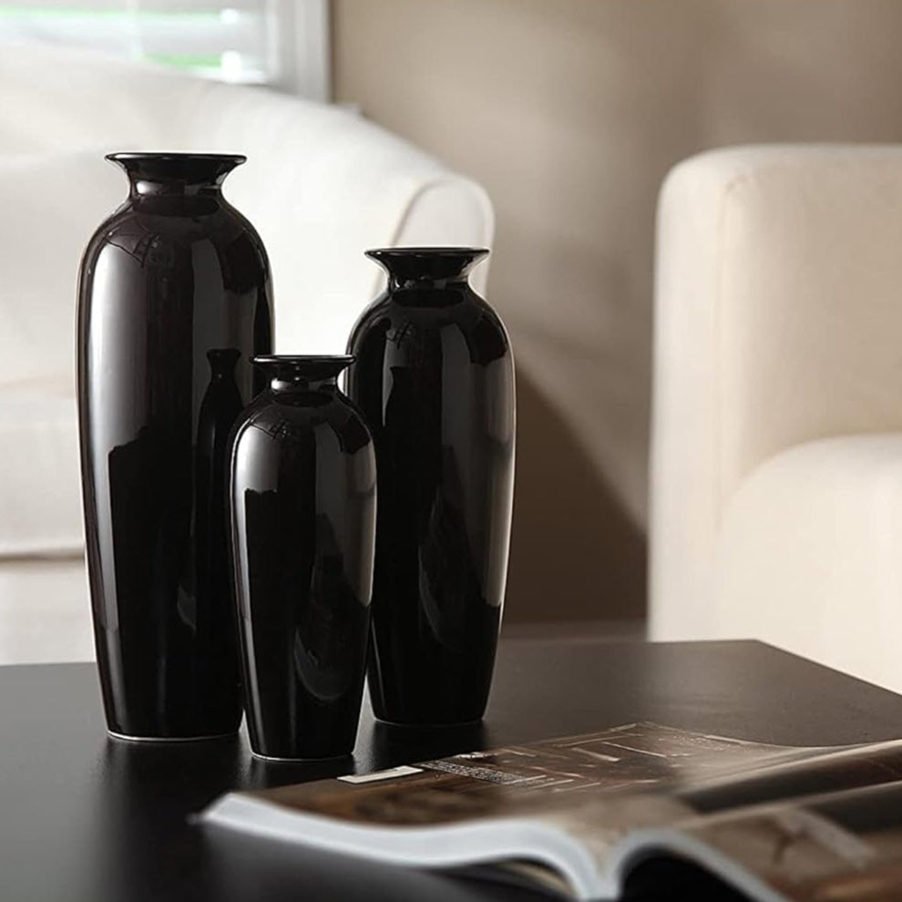 Plain Black Ceramic Vase - Set of 3 | Pots & Vases | Home Décor