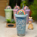 بھوسے کے ساتھ بچوں کی رینبو بوتل | پینے کی بوتل | بچوں کا گلاس