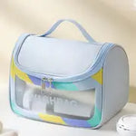 Squared Colored Transparent Makeup & Skincare Organizer Wash Bag