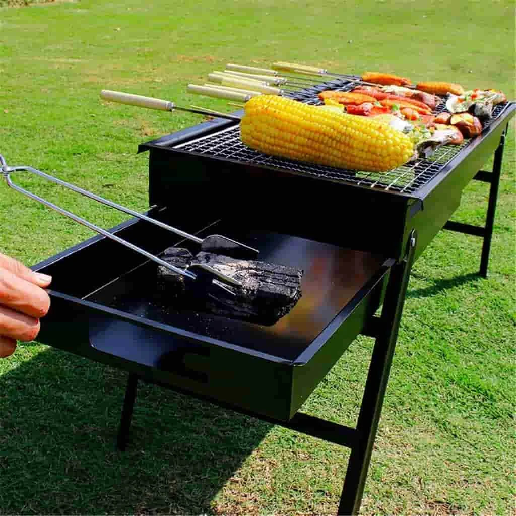 Portable & Fold-able BBQ Grill with Slide in Coal Tray