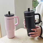 710ml Stainless Steel Insulated Travel Tumbler with Handle & Straw Lid |Hot & Cold Drink