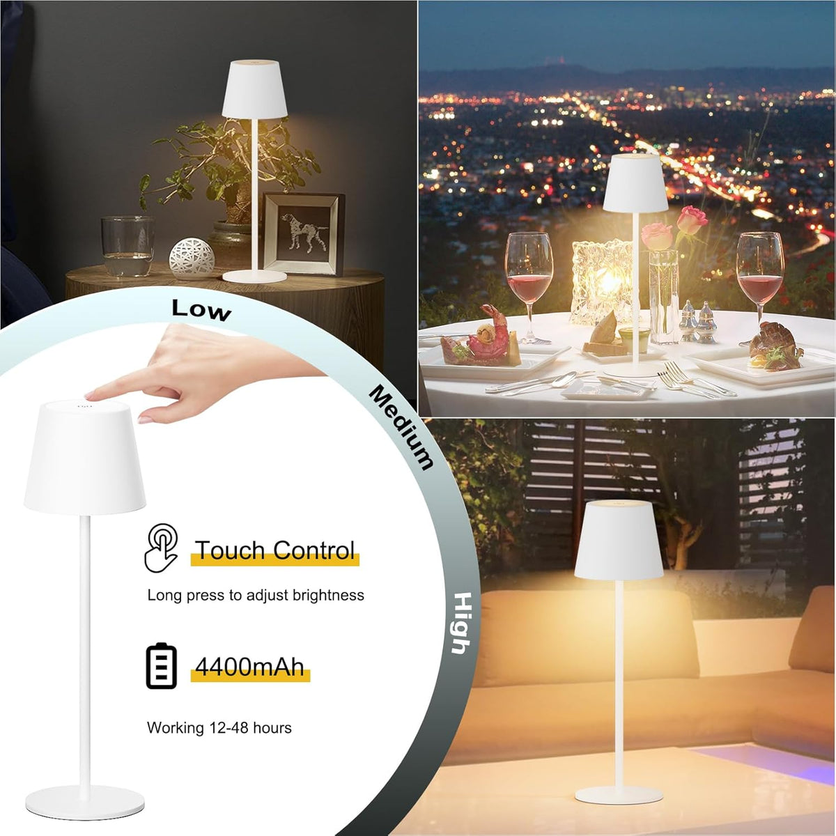 Wireless Modern Table Touch Lamp – 3 Colour Changing Rechargeable LED Lamp – Home Hatch Pakistan