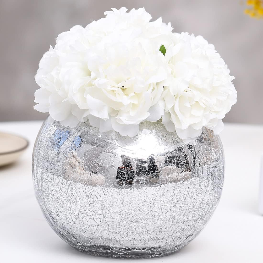 Silver Cracked Glass Vase/ Candle Holder | Home Décor