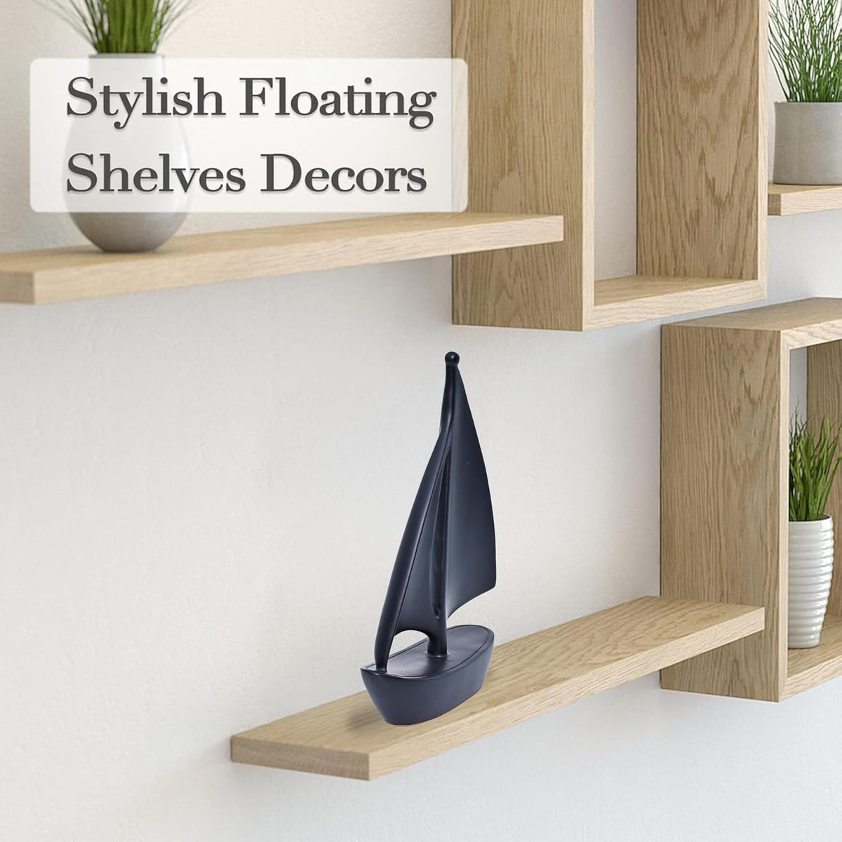 Modern Ceramic Sailboat Figurine | Home Décor