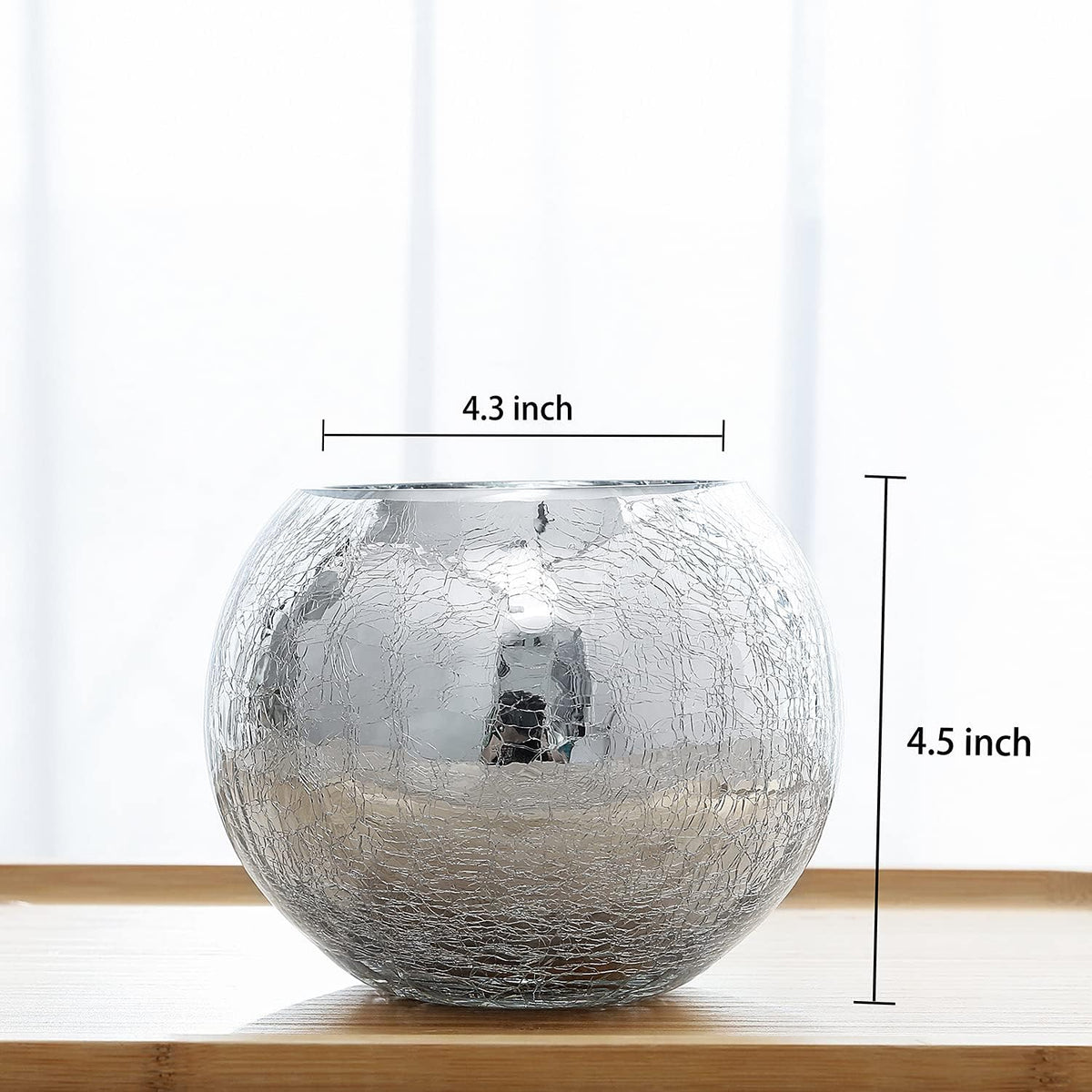 Silver Cracked Glass Vase/ Candle Holder | Home Décor