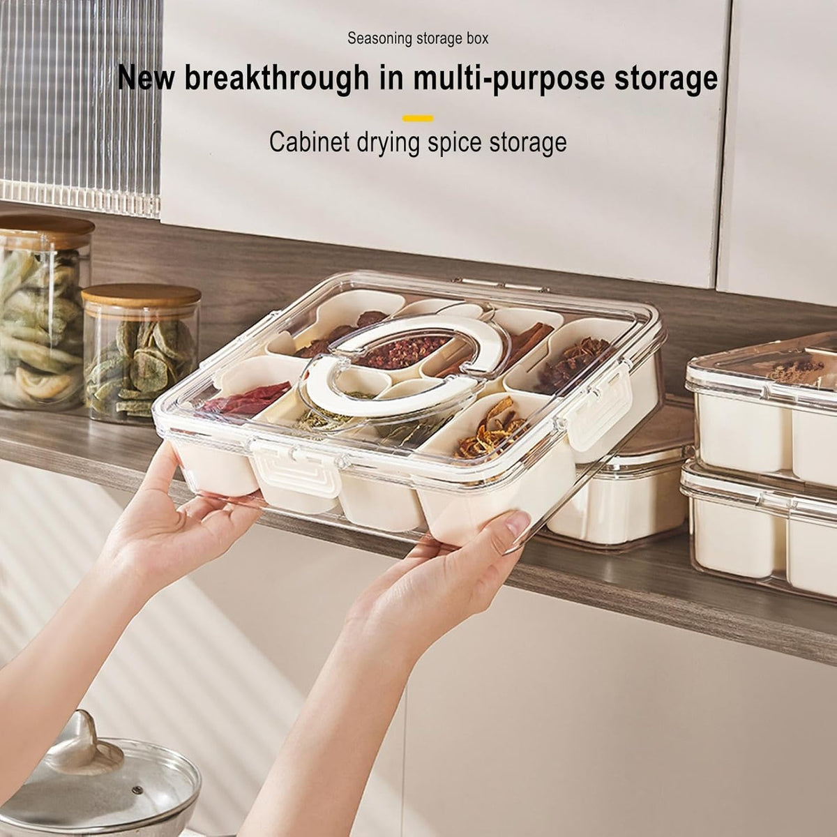 Snackle Box Snack Container with 8 Divided Compartments – Portable Picnic Snack Organizer with Handle (BPA-Free)