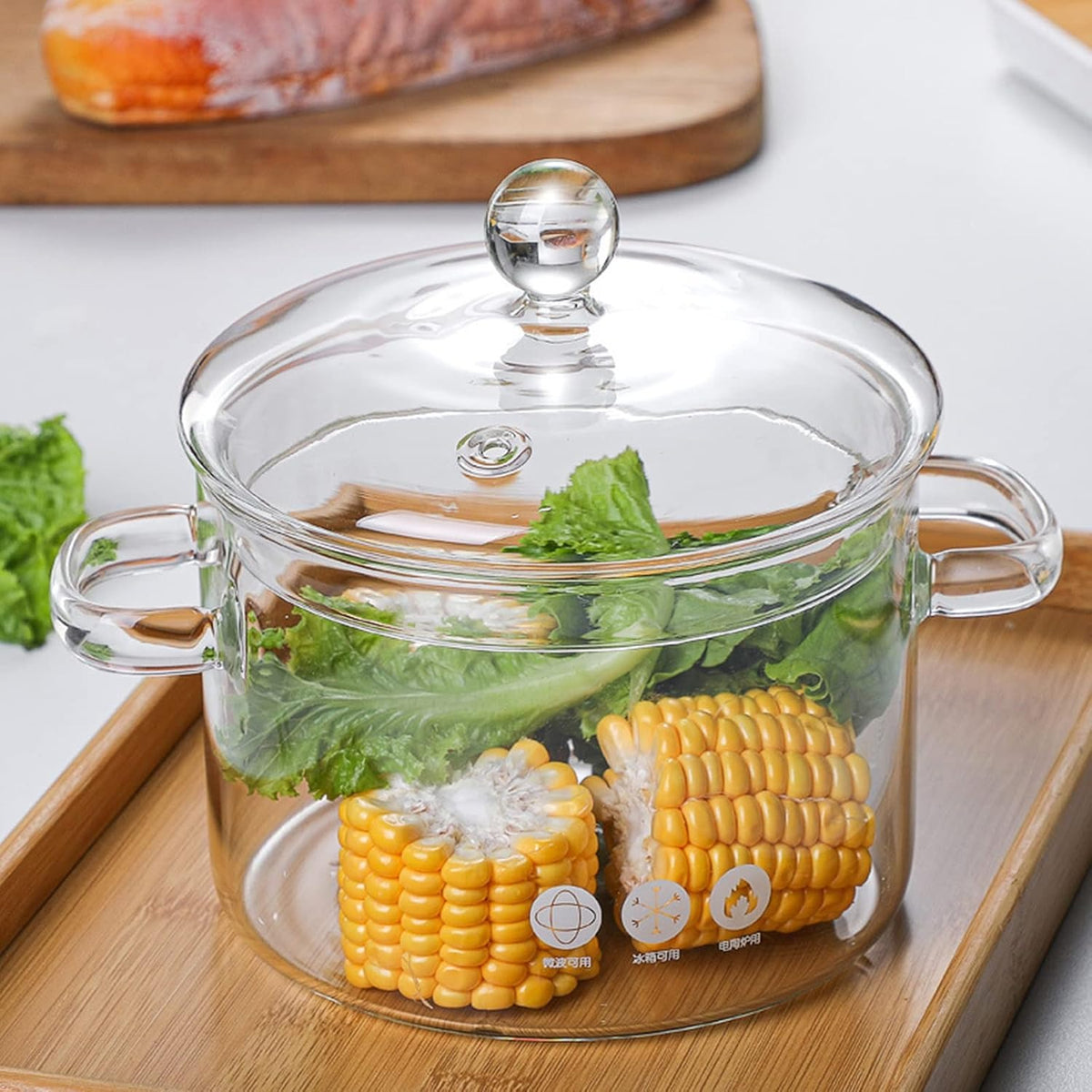 Borosilicate Glass Cooking Pot with Lid & Handle
