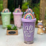 بھوسے کے ساتھ بچوں کی رینبو بوتل | پینے کی بوتل | بچوں کا گلاس