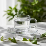 Stella Glass Tea & Coffee Cup Set with Saucers – 240ml (Set of 6)