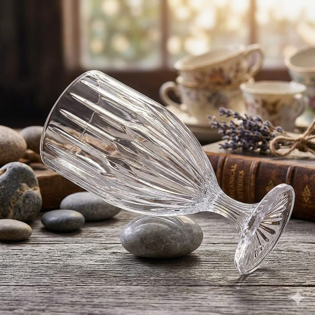 Delisoga Elegant Ripple Wine Glass Set – 6 Pcs (340ml)