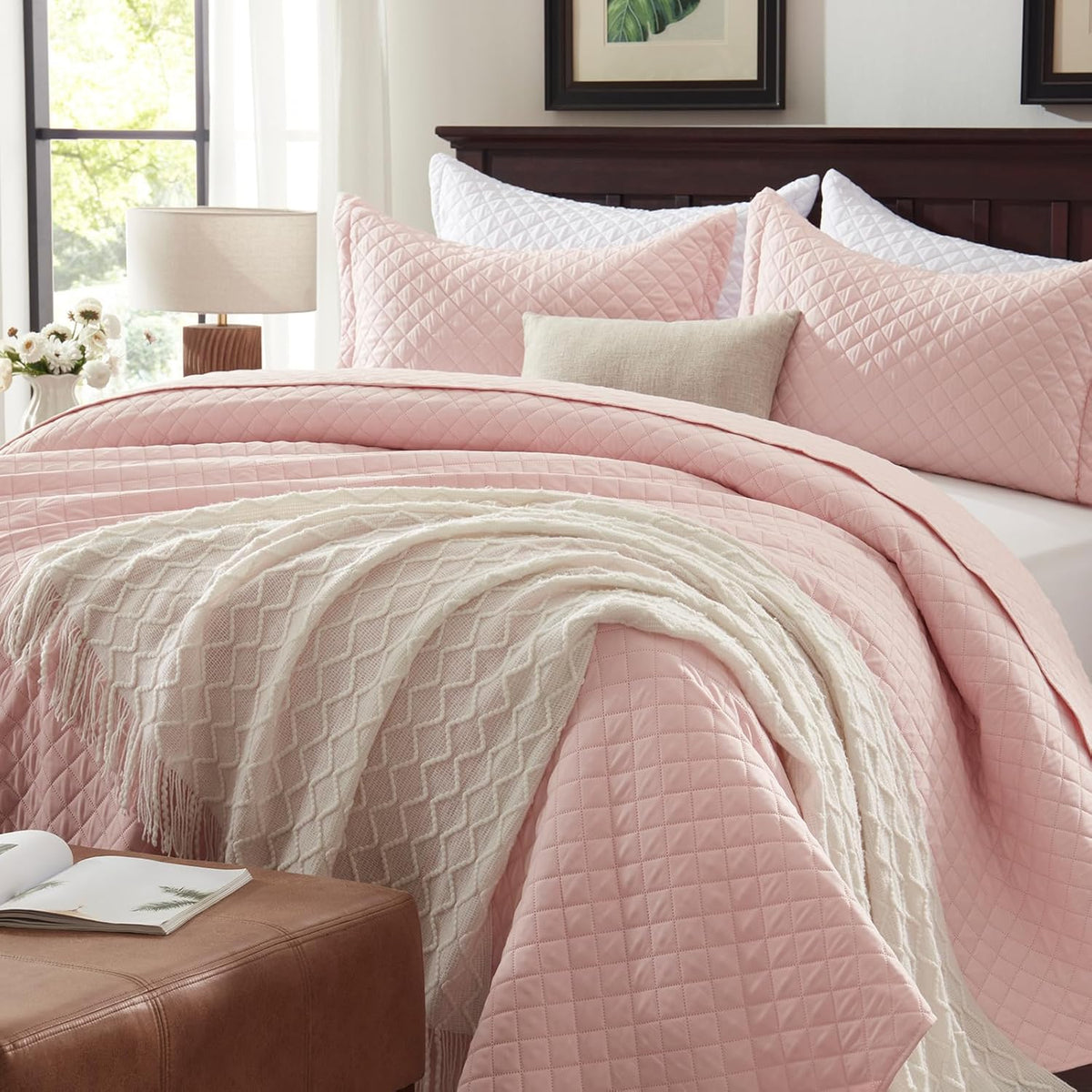 Diamond Echo Pink Bedspread