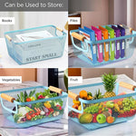Rectangular Mesh Metal Storage Fruit Basket With Wood Handle