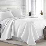 Grid Luxe White Bed Spread