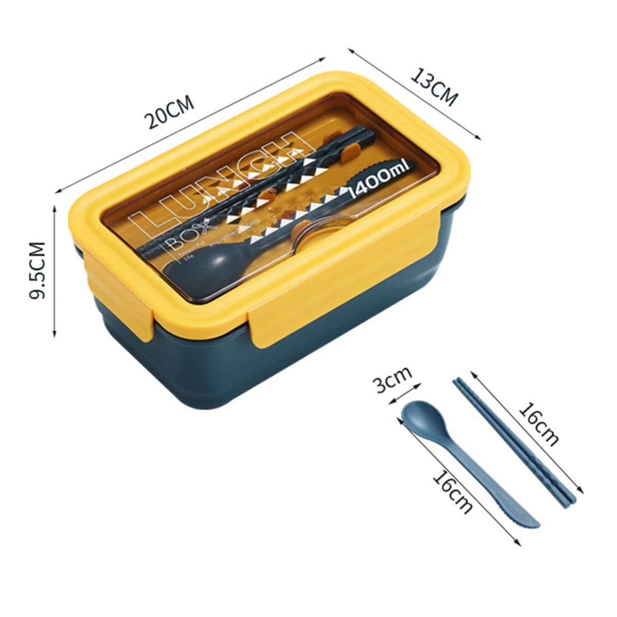 1400ml Lunch Box With Spoon and Chopsticks