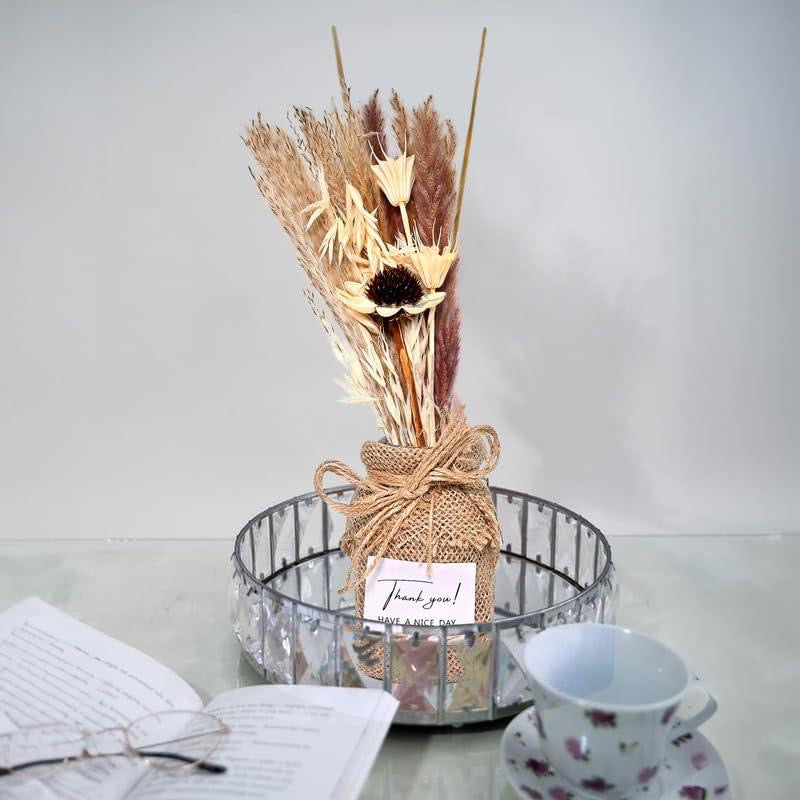 Artificial Dried Flower in a Jute wrapped Glass Jar Gift Pack
