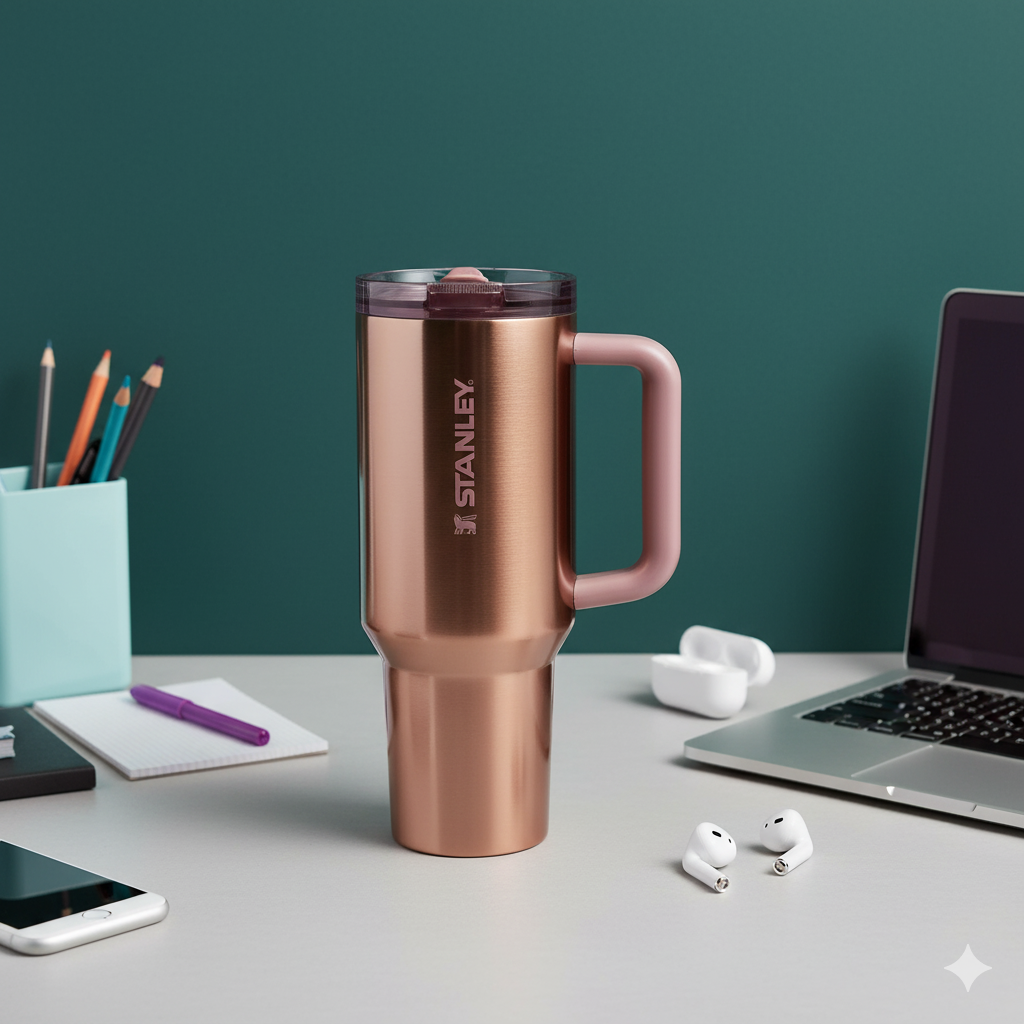 The Quencher ProTour Flip Straw Tumbler | 40 OZ Polished Rose Gold