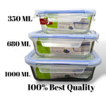 Airtight Glass Food Storage Lock n Lid Container Set – 3 Pcs