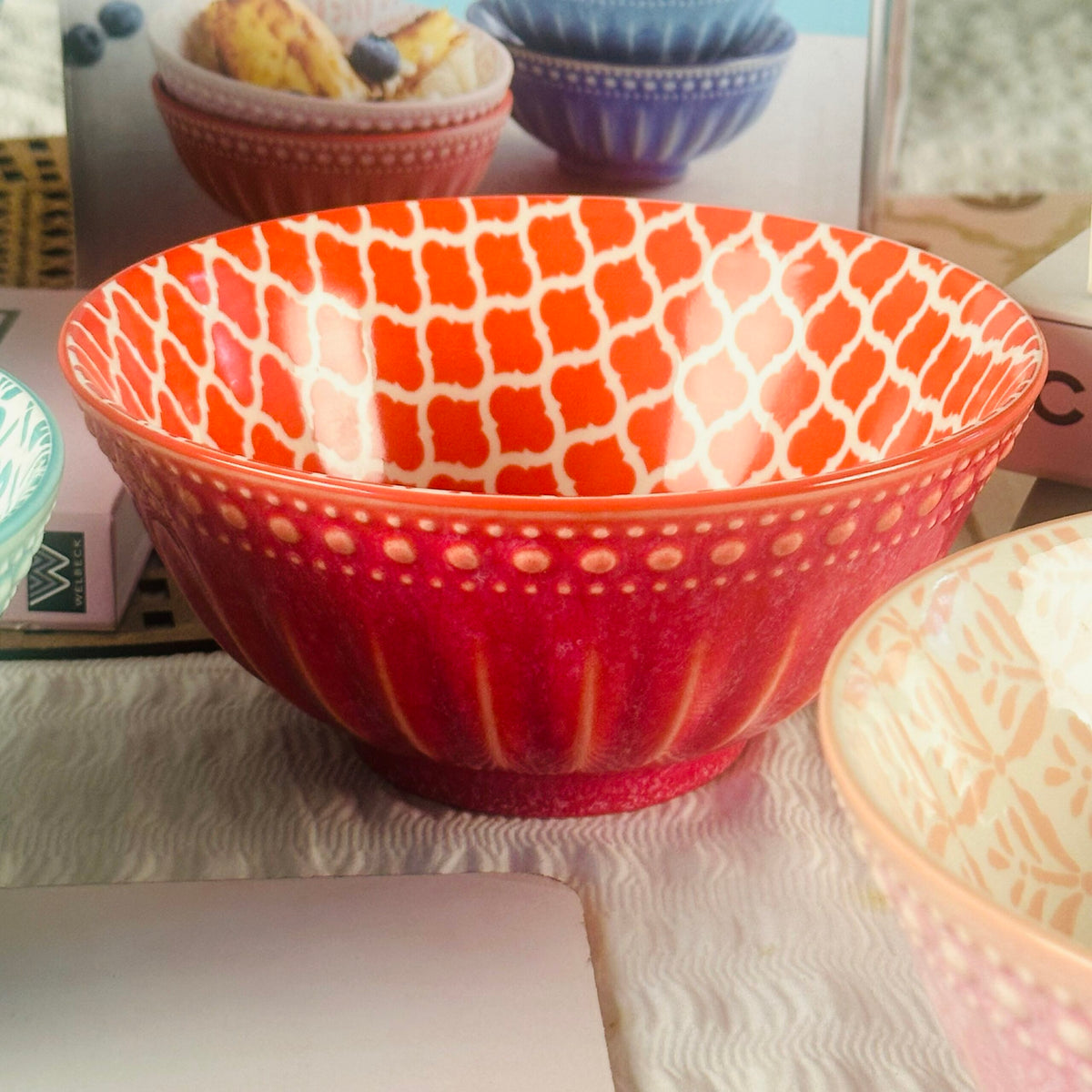 Danny Home Multicolour Turkish Porcelain Cereal and Soup Bowls - Set of 6