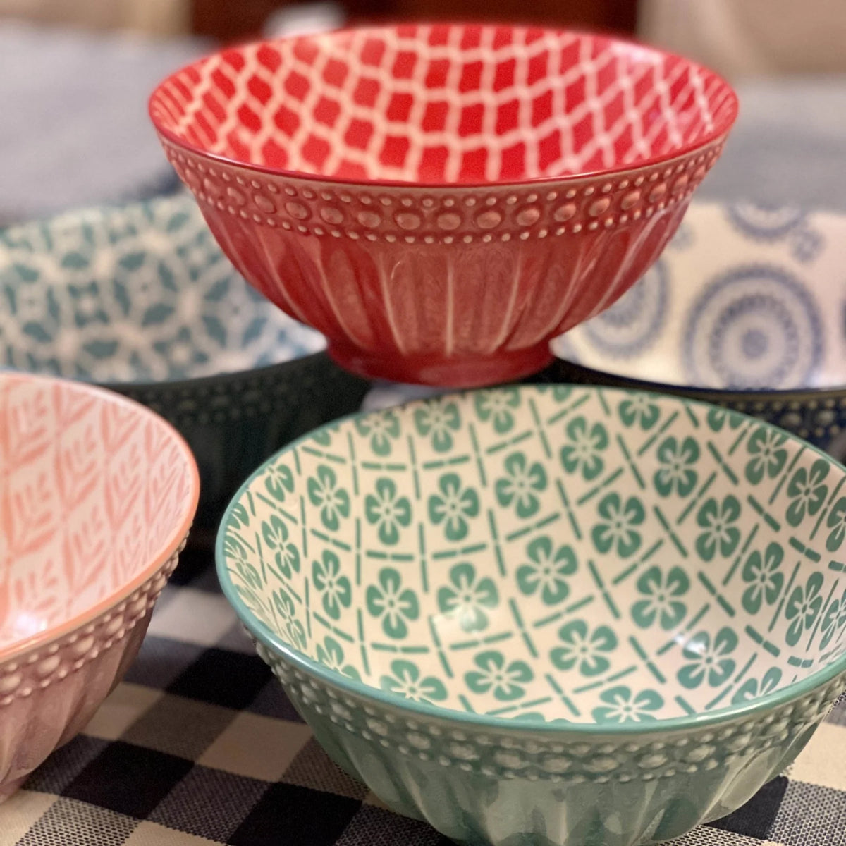 Danny Home Multicolour Turkish Porcelain Cereal and Soup Bowls - Set of 6