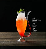 Artistic Curved Glass with Built-In Straw – Unique Cocktail & Mocktail Drinkware