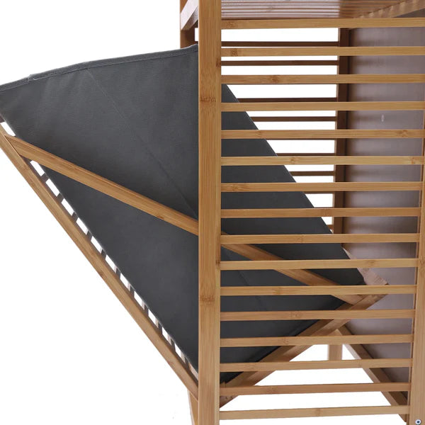 Bamboo Laundry Basket with 2-Tier Bamboo Shelf and Fabric Liner – Home Hatch