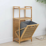 Bamboo Laundry Basket with 2-Tier Bamboo Shelf and Fabric Liner – Home Hatch