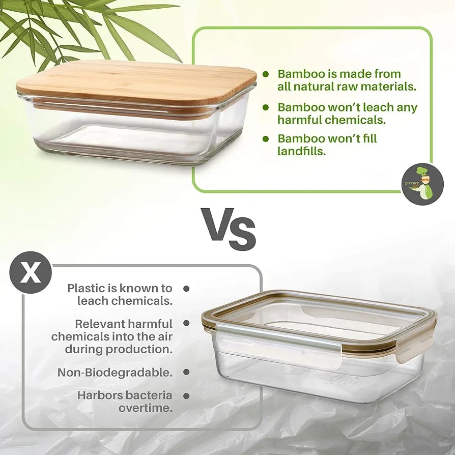 Bamboo Lid Airtight Glass Food Storage Containers