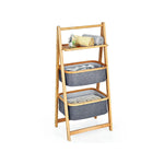Bamboo 2-tier and 3-tier storage rack with fabric baskets for home organization by Home Hatch