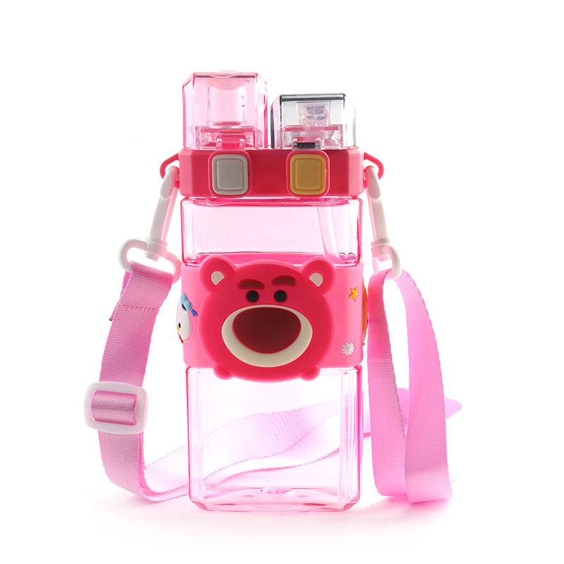 Leak Proof Double Sided Disney Cartoon Water Bottle Sippy With Holding String