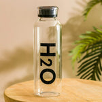 Black Print Borosilicate Glass Water Bottle with Plastic Cap – Leakproof – Home Hatch Pakistan