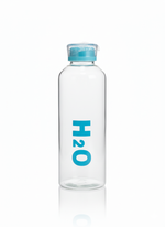 Blue Print Borosilicate Glass Water Bottle with Plastic Cap – H2O Style Leakproof