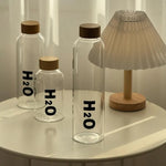 Borosilicate Glass Water Bottle with Wooden Cap – Leakproof H2O Style – Home Hatch Pakistan