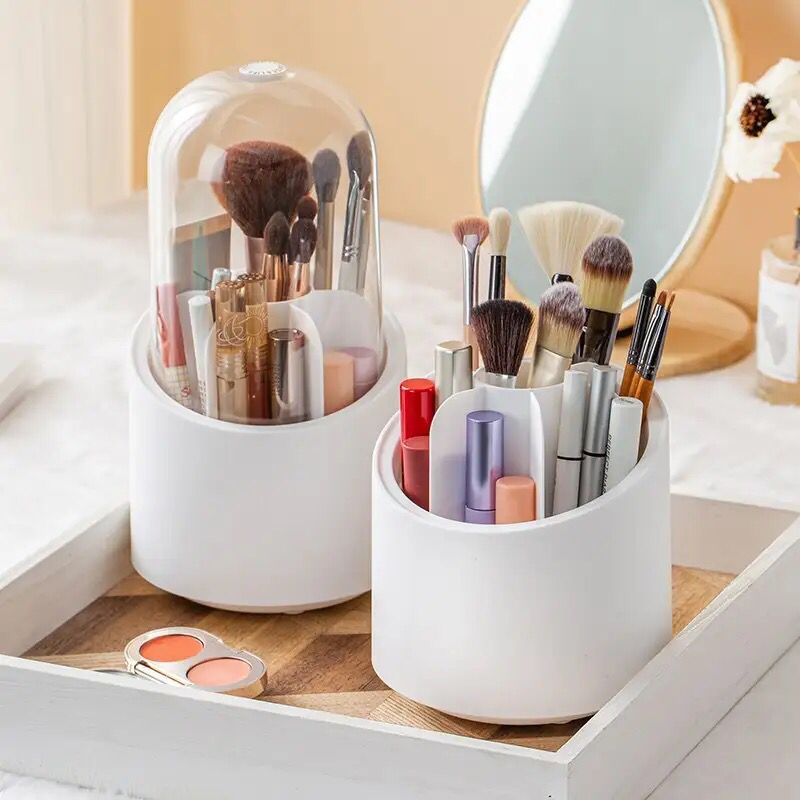 360-degree rotating makeup brush holder cosmetic organizer