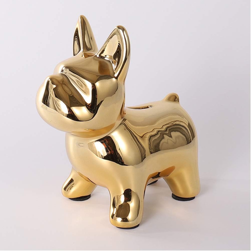 Gold Ceramic French Bull Dog Décor Animal | Centre Piece | Home Décor