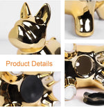 Gold Ceramic French Bull Dog Décor Animal | Centre Piece | Home Décor