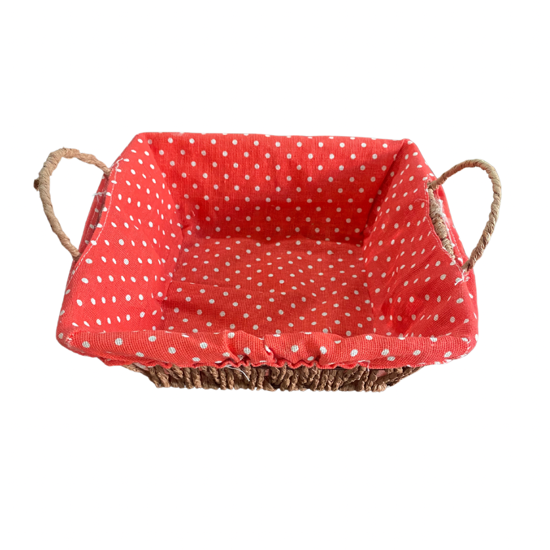 Cloth Wicker Breaded Basket With Fabric Lining And Handles