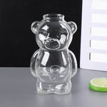Cartoon Bear Shaped Serving Glass Mug With Straw