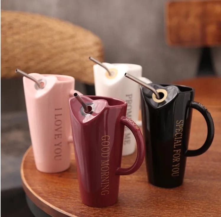 Ceramic Coffee Mug with Straw - Home Hatch