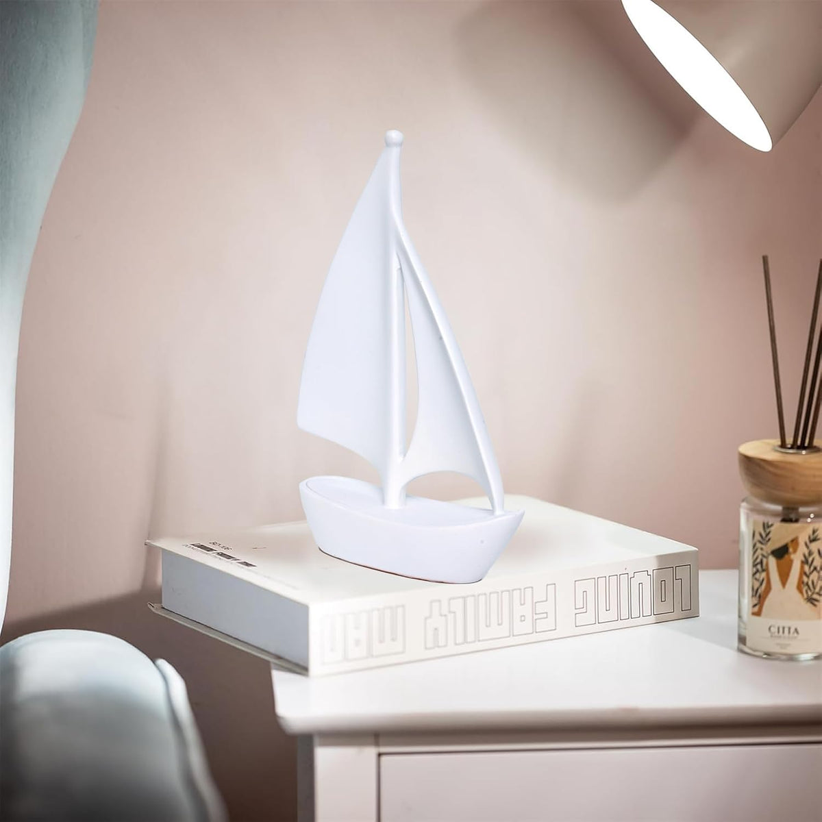 Modern Ceramic Sailboat Figurine | Home Décor