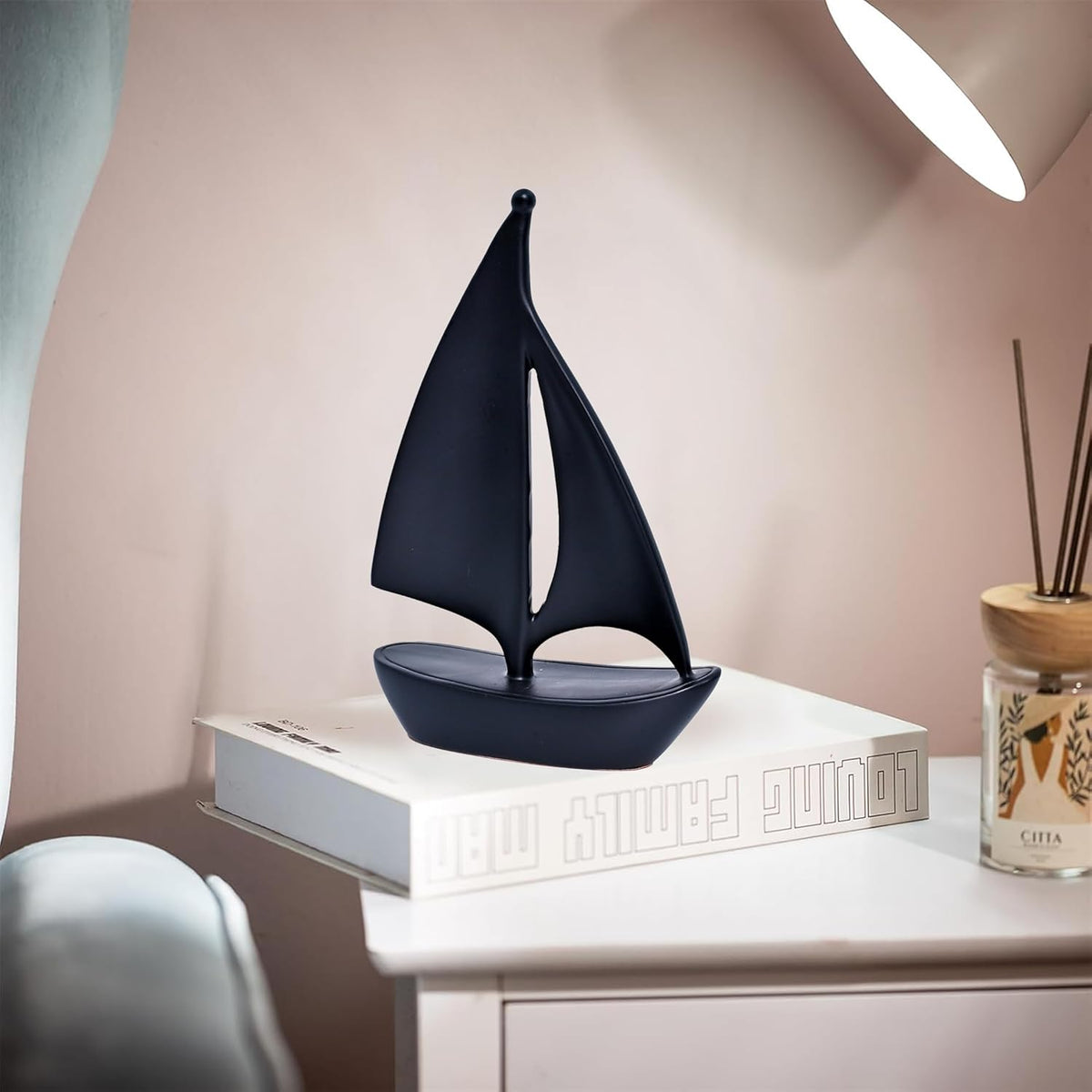 Modern Ceramic Sailboat Figurine | Home Décor