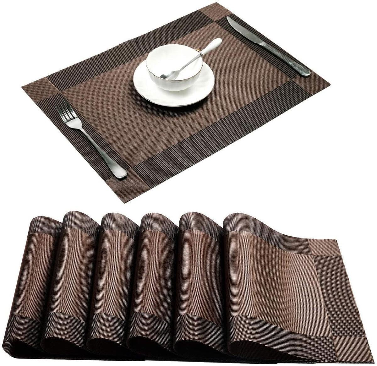 Checkered PVC Table Placemats –Dining Mats Set of 6
