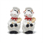 Chef Cow Ceramic Salt & Pepper Shaker Set with Tray