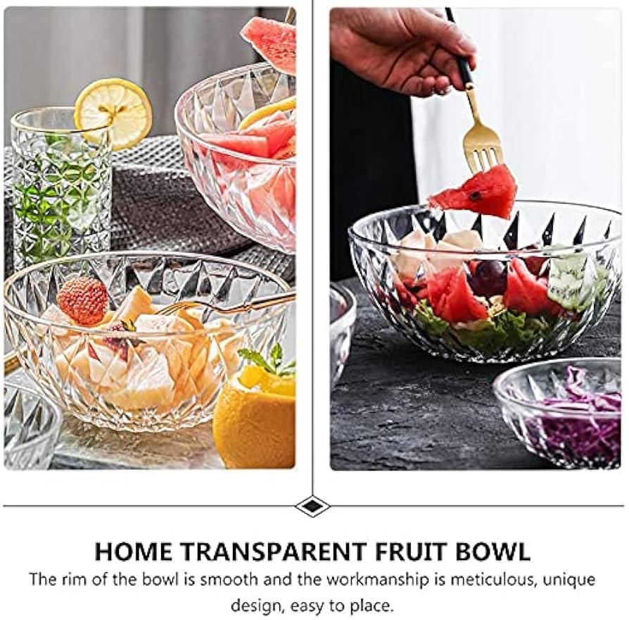 Delisoga 7-Pcs Crystal Glass Modern Desert Ice-Cream Sundae Bowl Set