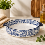 DANNY HOME 8-inch oval ceramic baking dish with blue floral pattern and integrated side handles for baking and serving. ceramic baking dishcasserole dishbakewareceramic oven dishbaking trayLong-Tail KeywordsDANNY HOME 8 inch ceramic baking dishblue floral ceramic casserole dishceramic baking dish with handlesoval ceramic bakeware for casserolesoven to table ceramic baking dishBuyer-Intent Keywordsbuy ceramic baking dishpremium casserole dish Pakistanbest ceramic bakewareceramic baking dish w