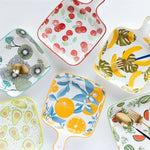 “DANNY HOME Fruit Print Ceramic Serving Dish – Colorful Fruit Pattern Ceramic Platter for Fruits & Snacks