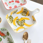 DANNY HOME Fruit Print Ceramic Serving Dish – Colorful Fruit Pattern Ceramic Platter for Fruits & Snacks