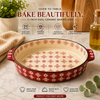 DANNY HOME 11-Inch Oval Ceramic Baking Dish with Handles | Red Pattern Oven-to-Table Casserole Bakeware