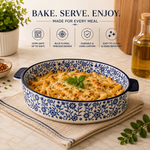 DANNY HOME 8-inch oval ceramic baking dish with blue floral pattern and integrated side handles for baking and serving. ceramic baking dishcasserole dishbakewareceramic oven dishbaking trayLong-Tail KeywordsDANNY HOME 8 inch ceramic baking dishblue floral ceramic casserole dishceramic baking dish with handlesoval ceramic bakeware for casserolesoven to table ceramic baking dishBuyer-Intent Keywordsbuy ceramic baking dishpremium casserole dish Pakistanbest ceramic bakewareceramic baking dish w
