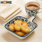 DANNY HOME Navy Blue Floral Ceramic Tray with Handle 4.75 Inch – Home Hatch Pakistan