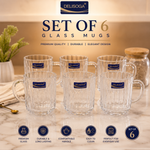 DELISOGA glass tea and coffee mug set of 6 clear ribbed glass cups with handle DELISOGA glass mug setglass tea cups Pakistanclear glass coffee mugsribbed glass mug setglass cups with handletea coffee mug setpremium glass drinkwarelatte glass cupscappuccino glass mugsDELISOGA glass cups